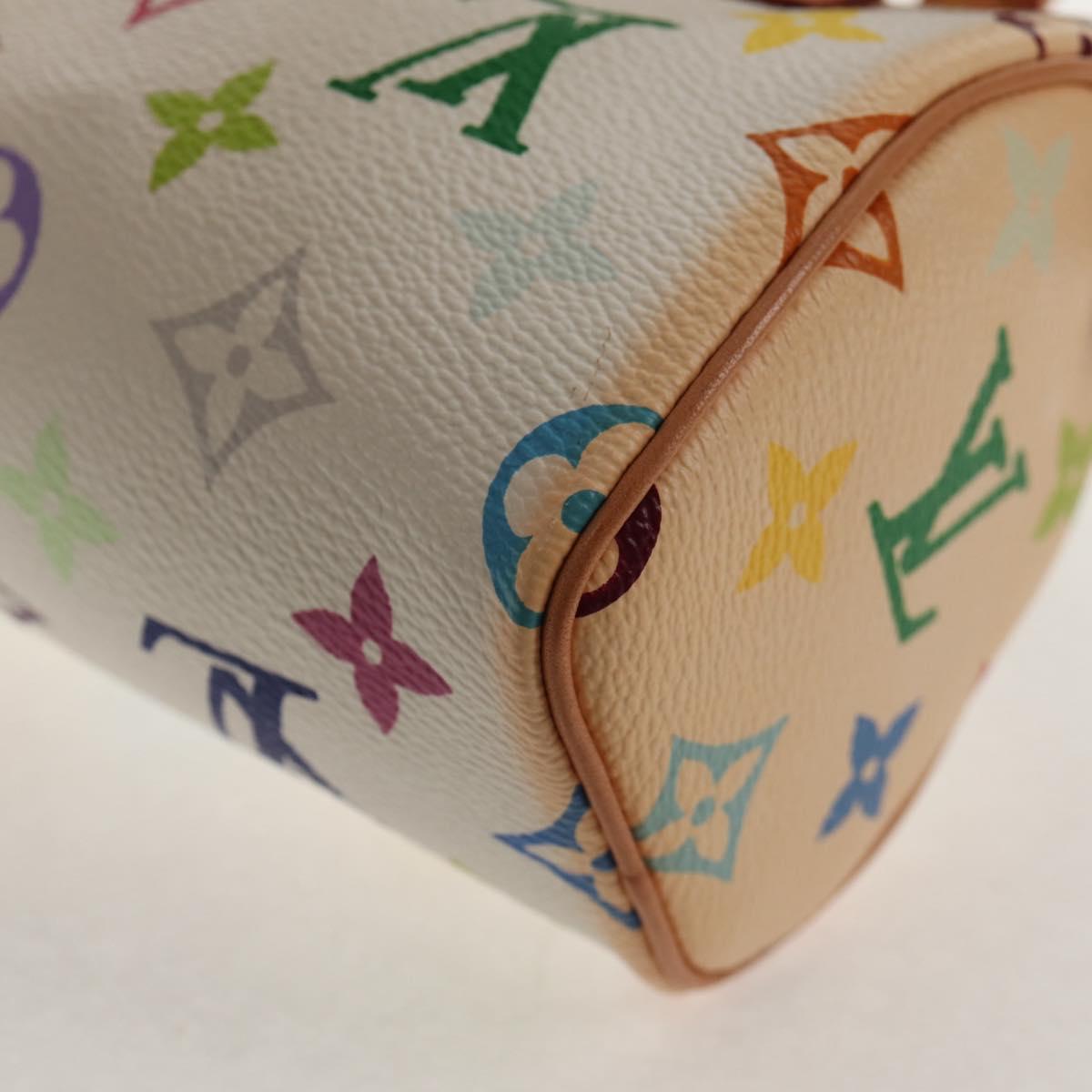 LOUIS VUITTON Monogram Multicolor Mini Speedy Hand Bag White M92645 Auth 145589V