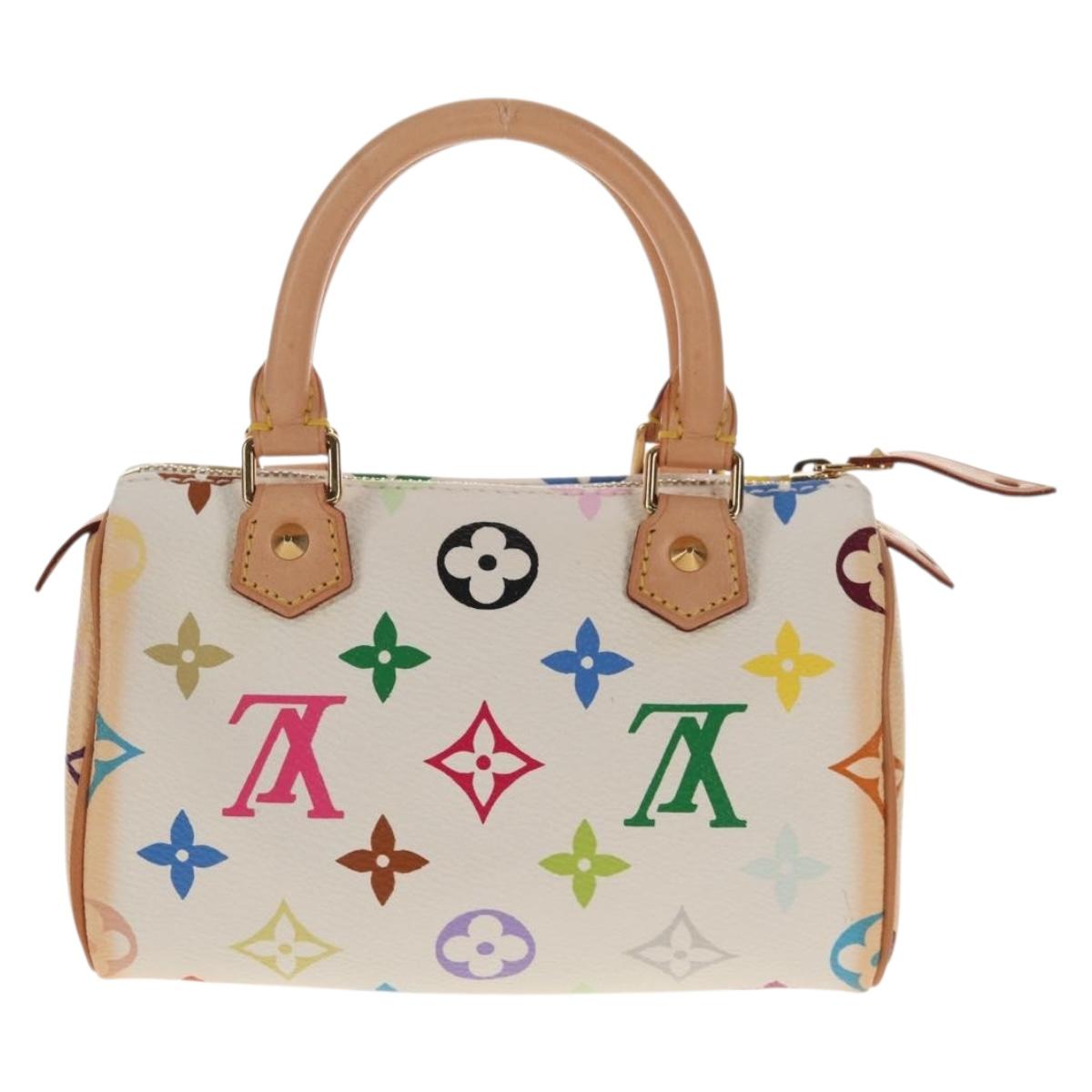 LOUIS VUITTON Monogram Multicolor Mini Speedy Hand Bag White M92645 Auth 145589V