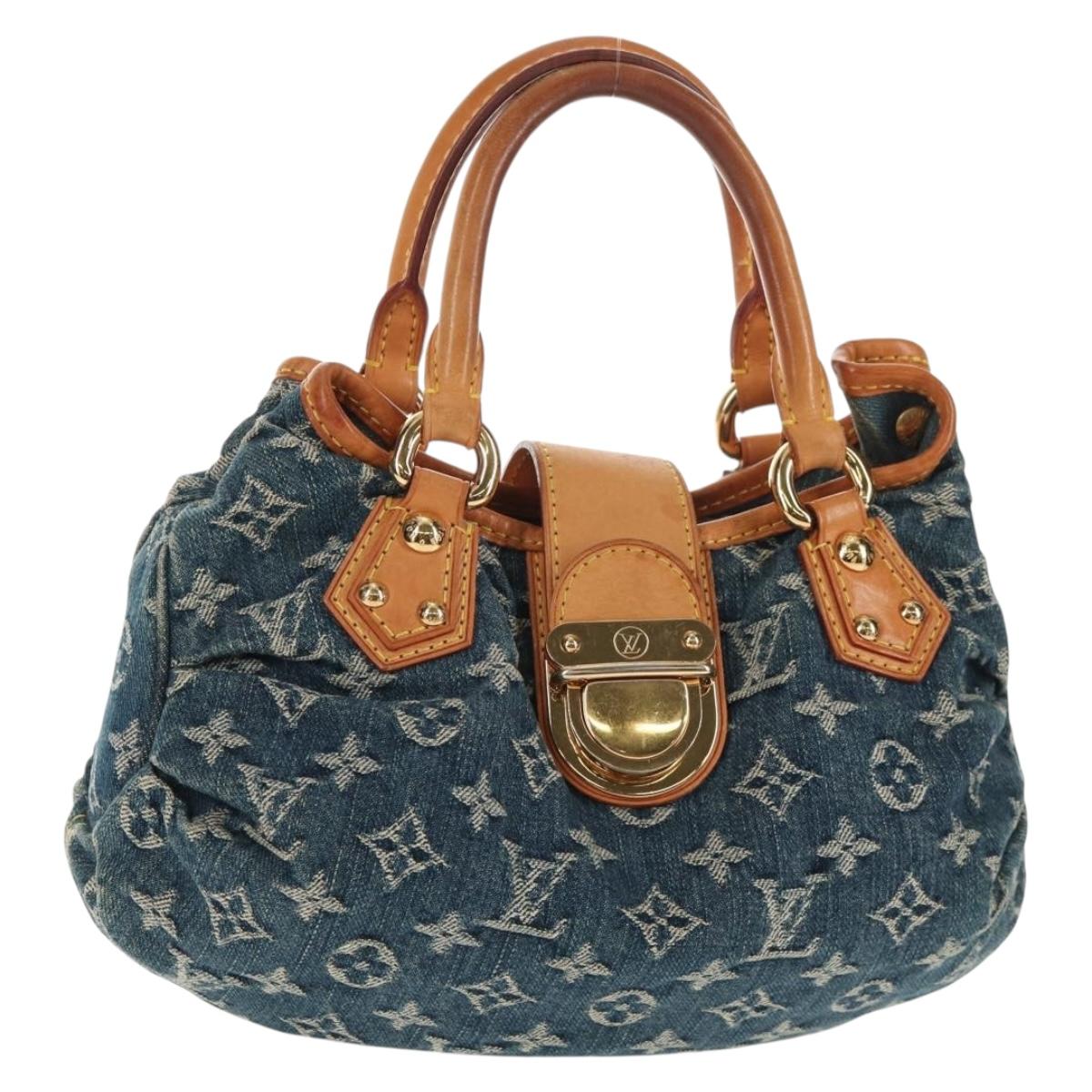 LOUIS VUITTON Monogram denim Preity Hand Bag Blue M95020 LV Auth 145593V