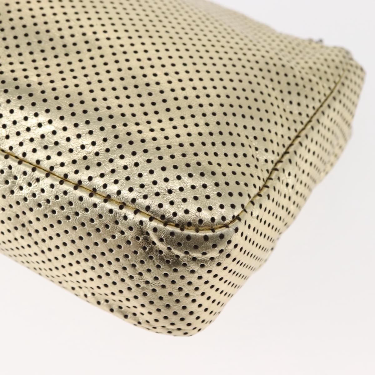 CHANEL Chain Shoulder Bag Punching leather Gold CC Auth 145595