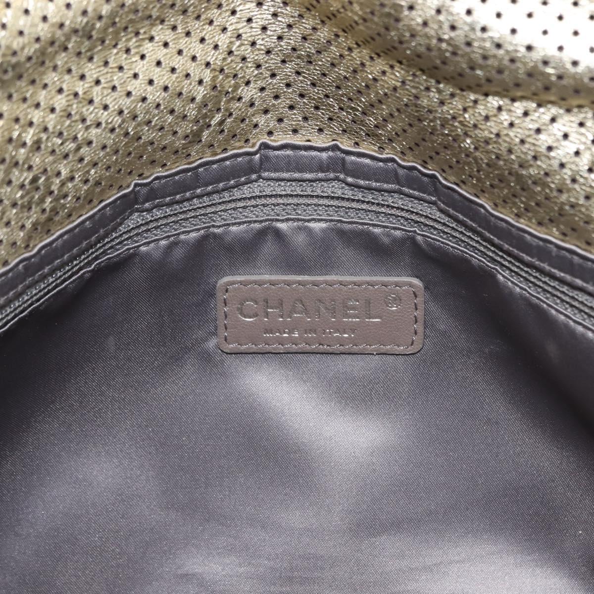 CHANEL Chain Shoulder Bag Punching leather Gold CC Auth 145595