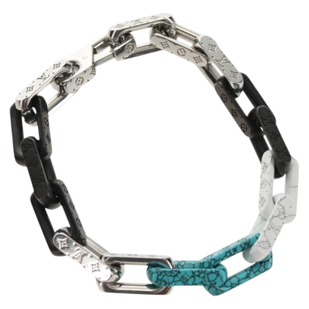 LOUIS VUITTON Chain Stone Bracelet metal Silver M1042L LV Auth 145596M