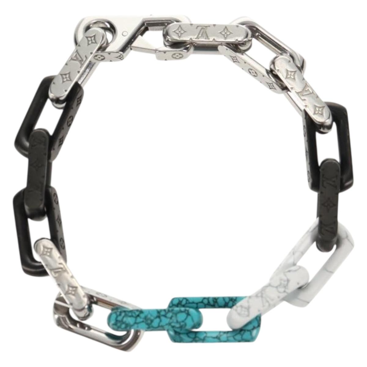 LOUIS VUITTON Chain Stone Bracelet metal Silver M1042L LV Auth 145596M