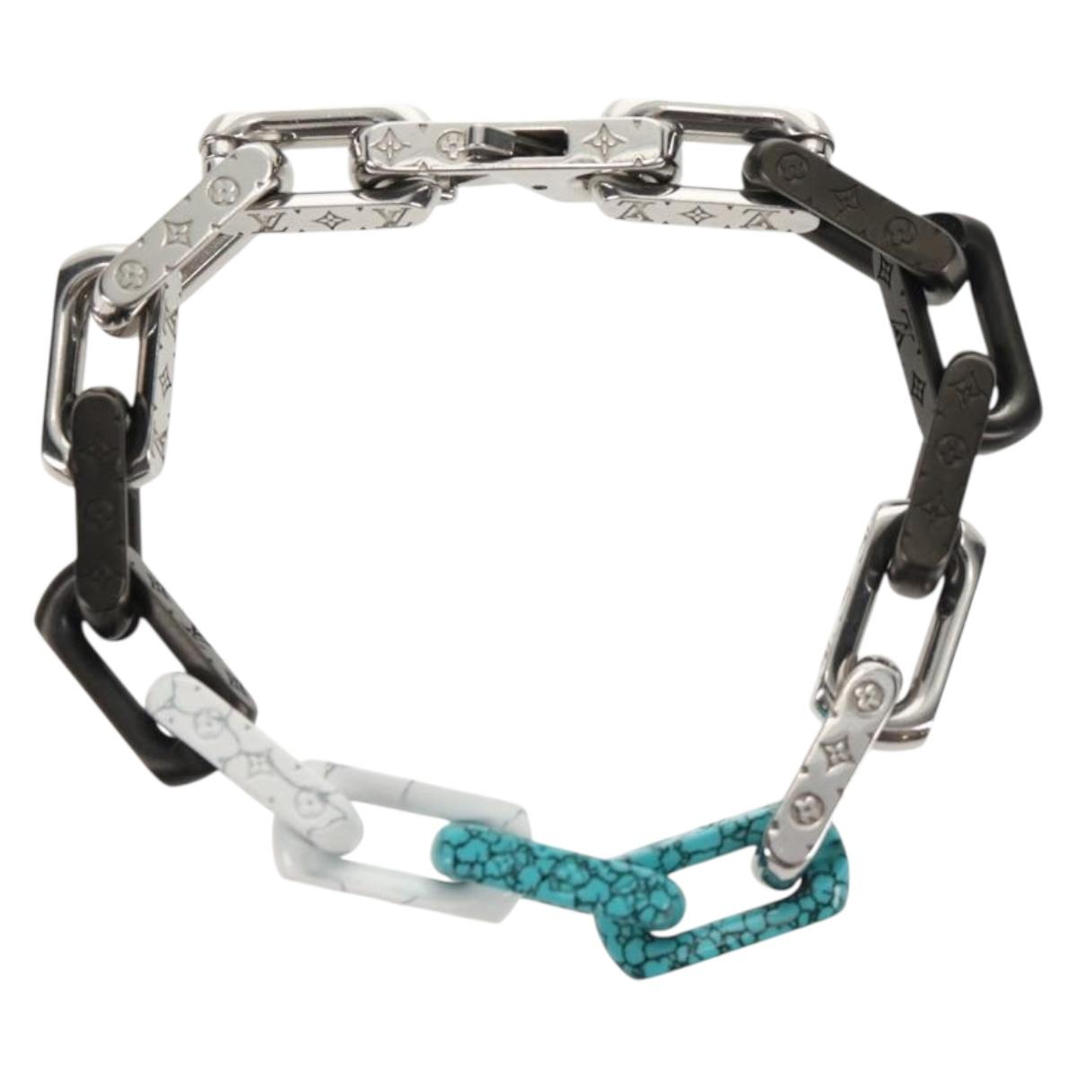 LOUIS VUITTON Chain Stone Bracelet metal Silver M1042L LV Auth 145596M