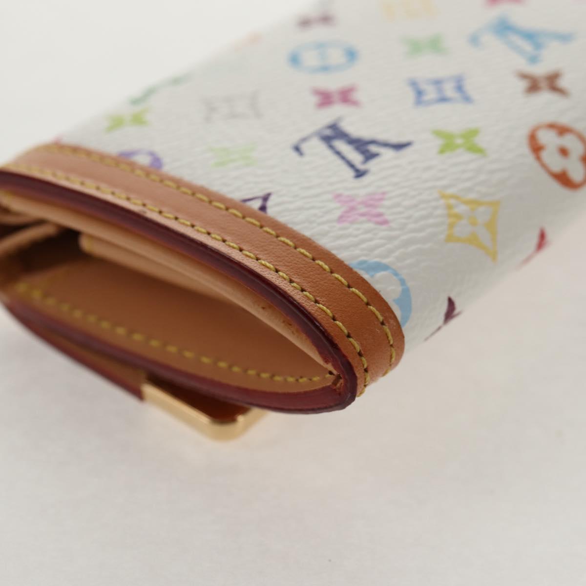 LOUIS VUITTON Multicolor Porte Monnaie Pla Coin Purse White M92657 Auth 145599V