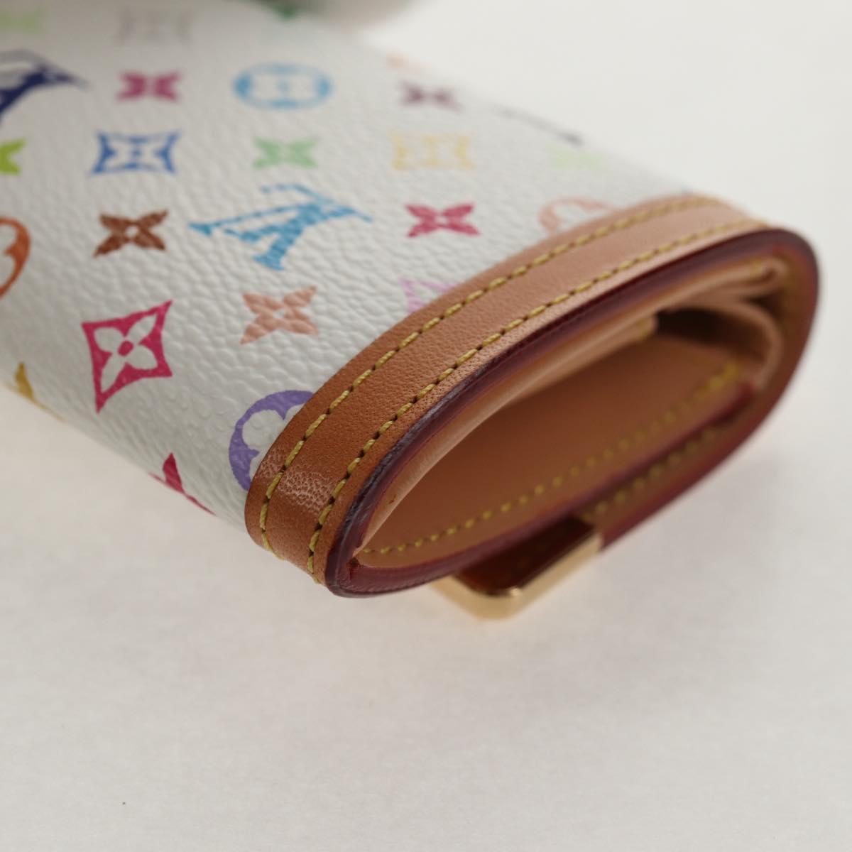 LOUIS VUITTON Multicolor Porte Monnaie Pla Coin Purse White M92657 Auth 145599V