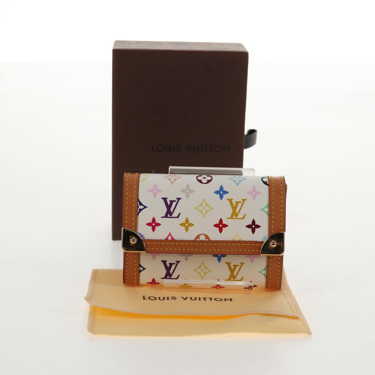 LOUIS VUITTON Multicolor Porte Monnaie Pla Coin Purse White M92657 Auth 145599V