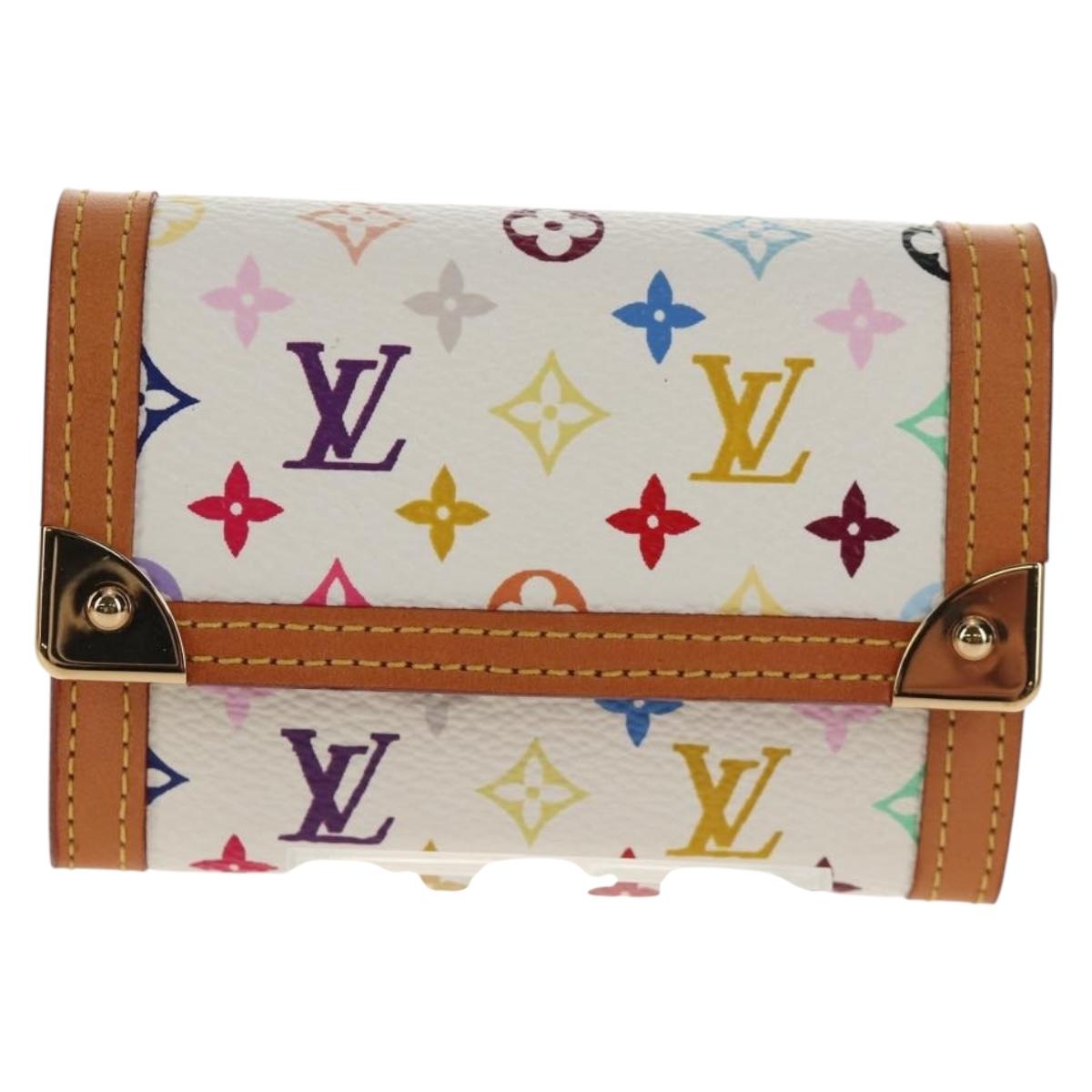 LOUIS VUITTON Multicolor Porte Monnaie Pla Coin Purse White M92657 Auth 145599V