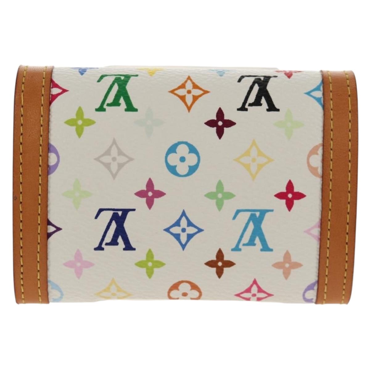LOUIS VUITTON Multicolor Porte Monnaie Pla Coin Purse White M92657 Auth 145599V