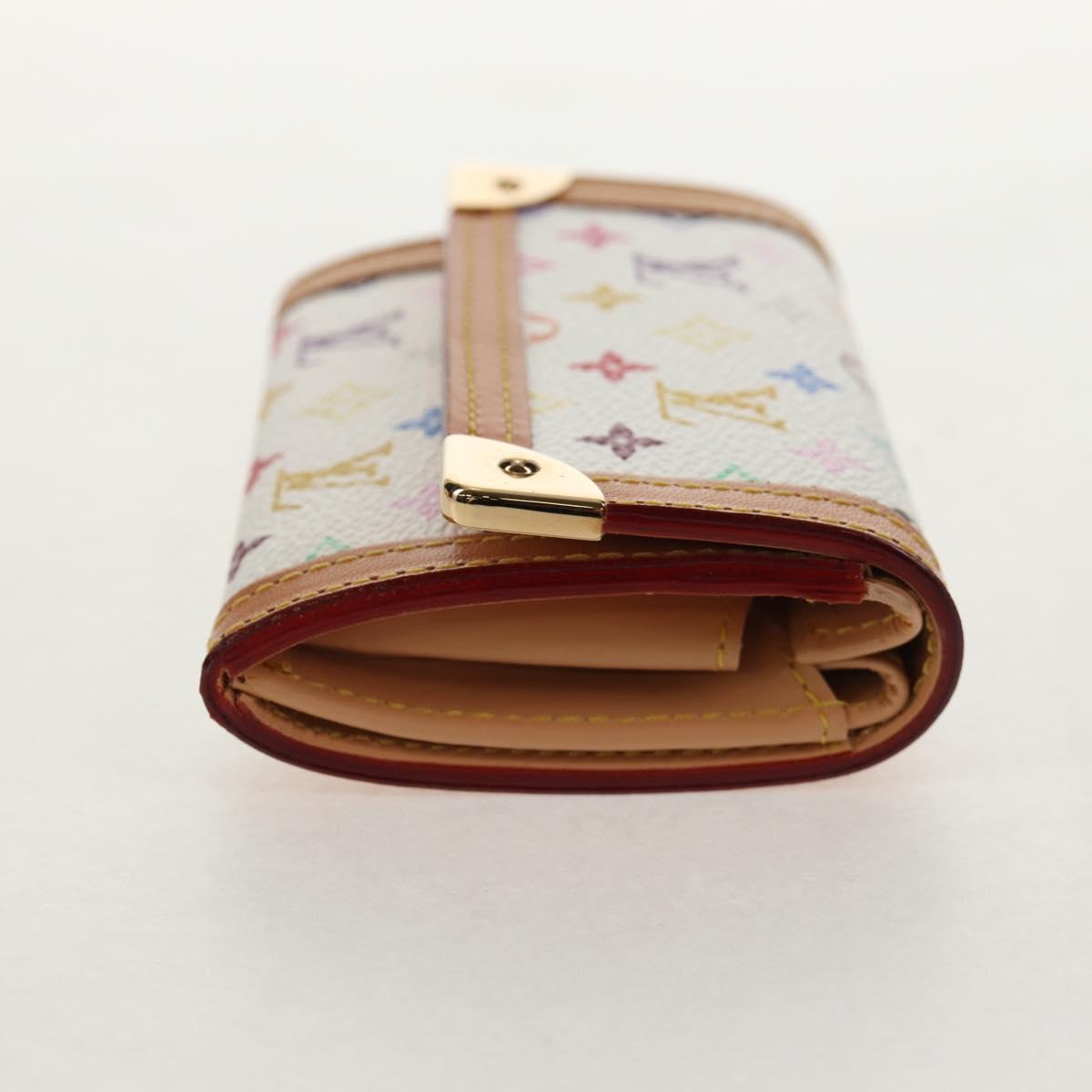 LOUIS VUITTON Multicolor Porte Monnaie Pla Coin Purse White M92657 Auth 145599V