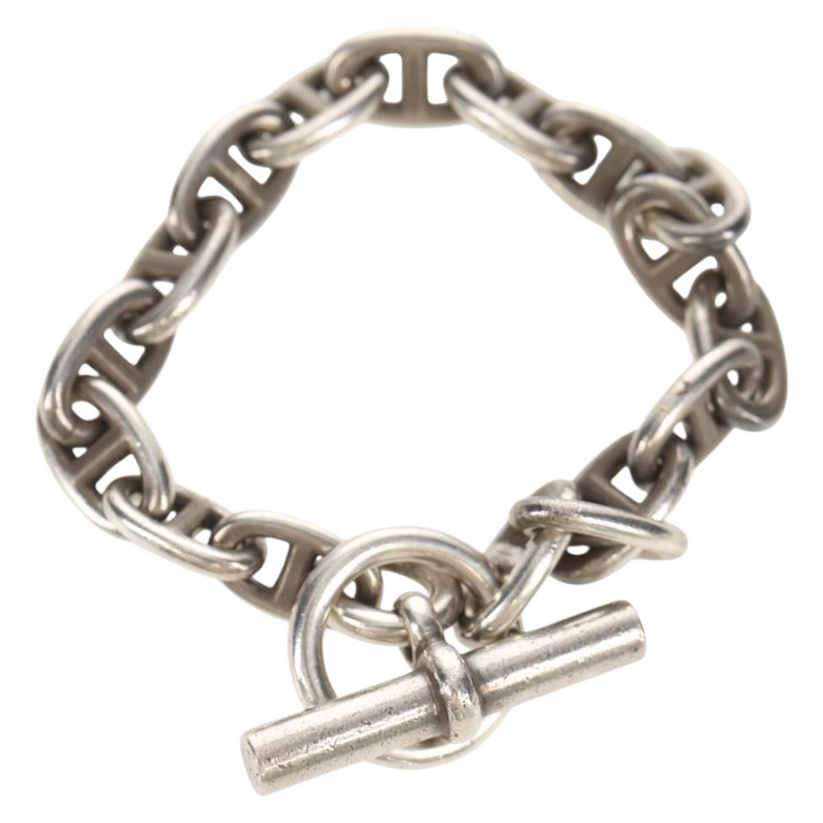 HERMES Chaine d'Ancre MM Bracelet Ag925 17 Links Silver Auth 145603SM