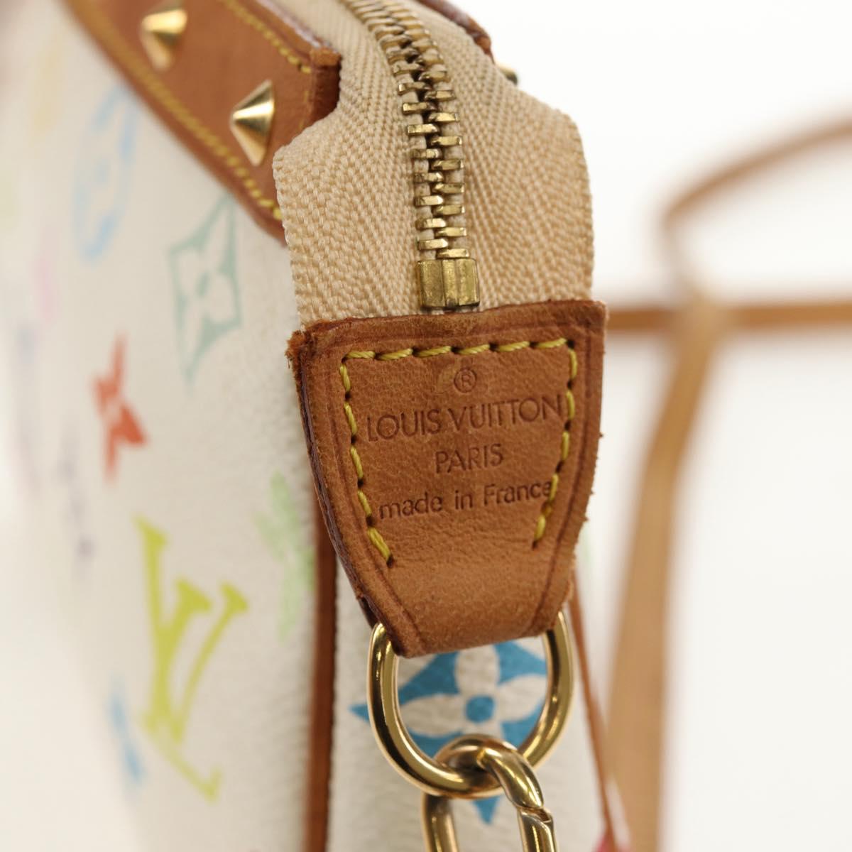 LOUIS VUITTON Multicolor Pochette Accessoires Pouch White M92649 LV Auth 145617A