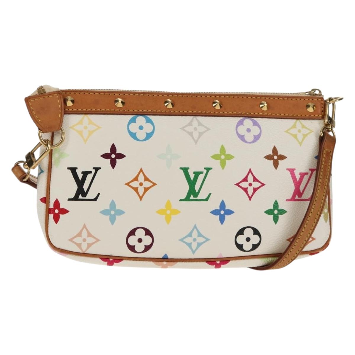 LOUIS VUITTON Multicolor Pochette Accessoires Pouch White M92649 LV Auth 145617A