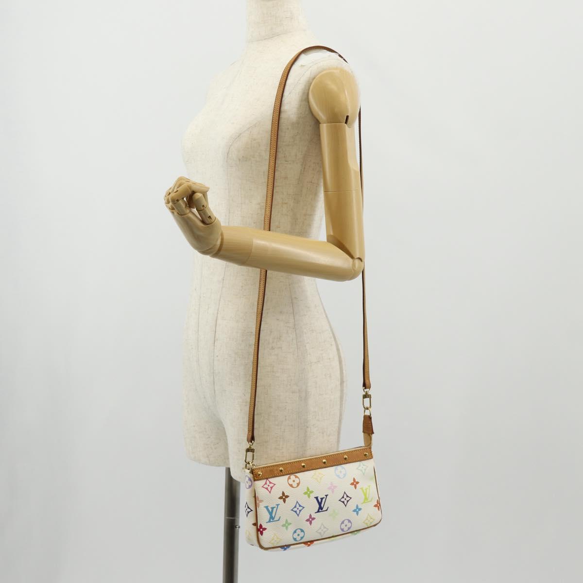 LOUIS VUITTON Multicolor Pochette Accessoires Pouch White M92649 LV Auth 145617V