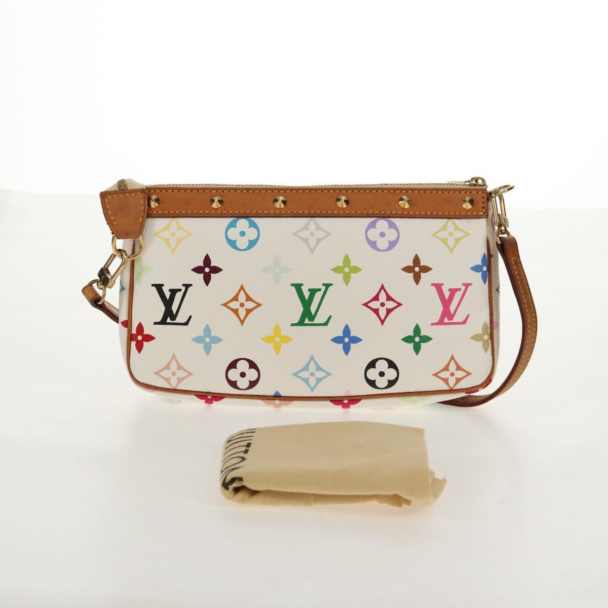 LOUIS VUITTON Multicolor Pochette Accessoires Pouch White M92649 LV Auth 145617A