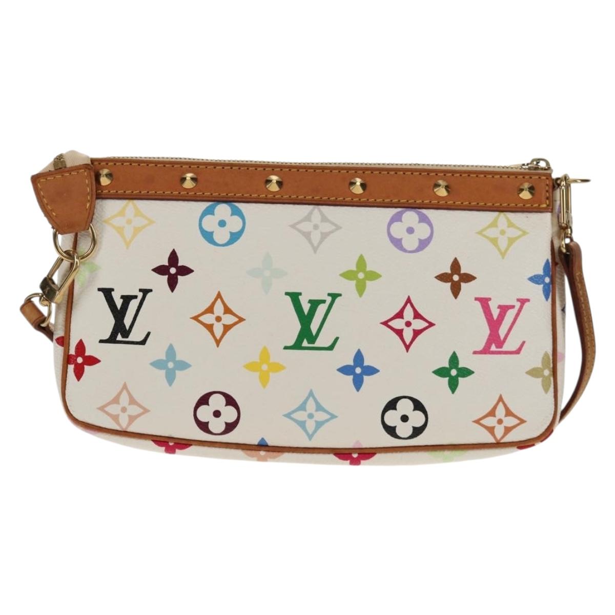 LOUIS VUITTON Multicolor Pochette Accessoires Pouch White M92649 LV Auth 145617A