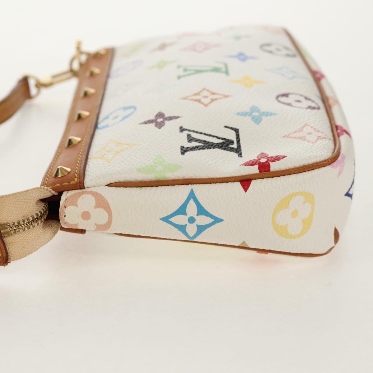 LOUIS VUITTON Multicolor Pochette Accessoires Pouch White M92649 LV Auth 145617A