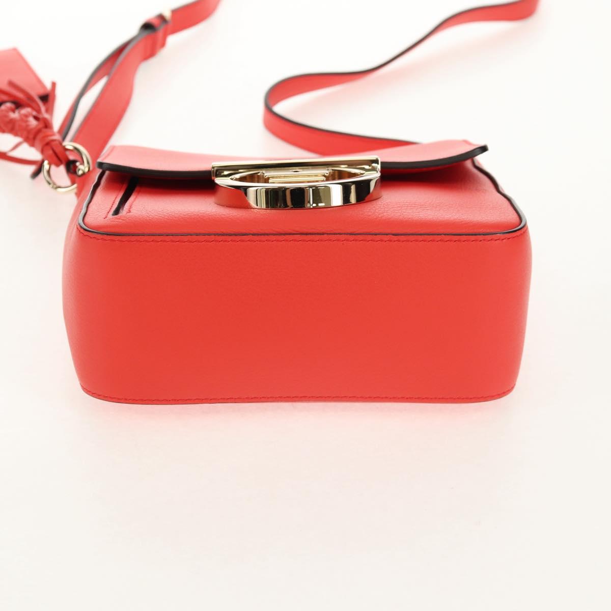 Salvatore Ferragamo Gancini Shoulder Bag Leather Red Gold Auth 145623V