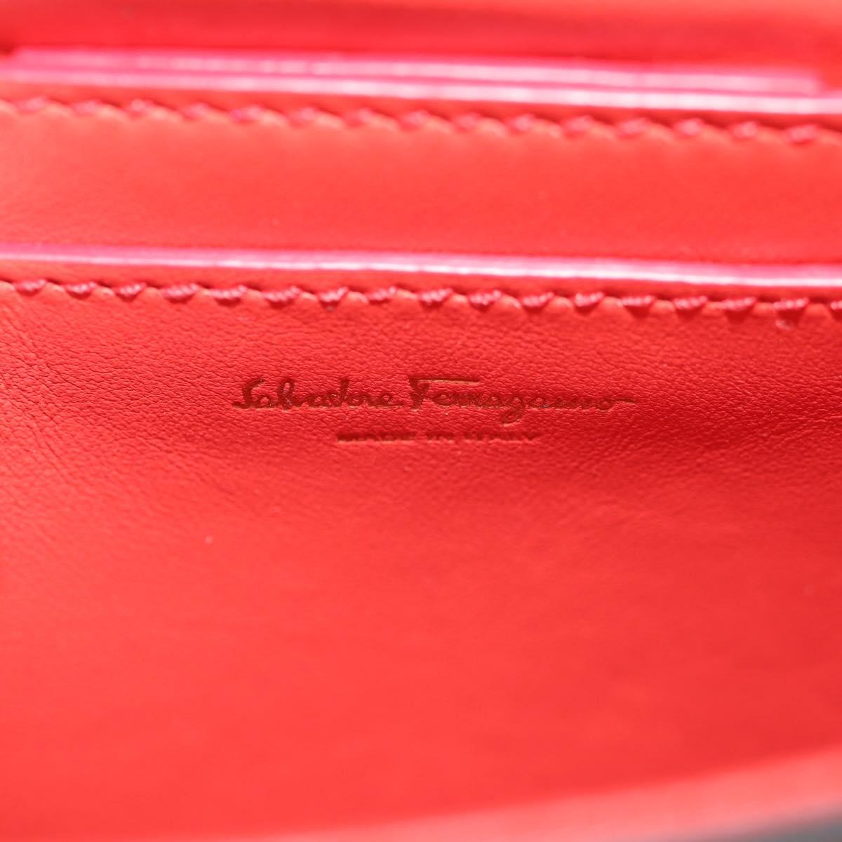 Salvatore Ferragamo Gancini Shoulder Bag Leather Red Gold Auth 145623V