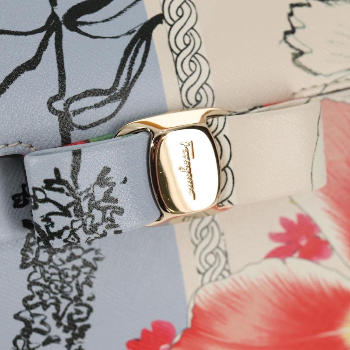 Salvatore Ferragamo Vala Hand Bag Leather 2way Multicolor Gold Auth 145624V