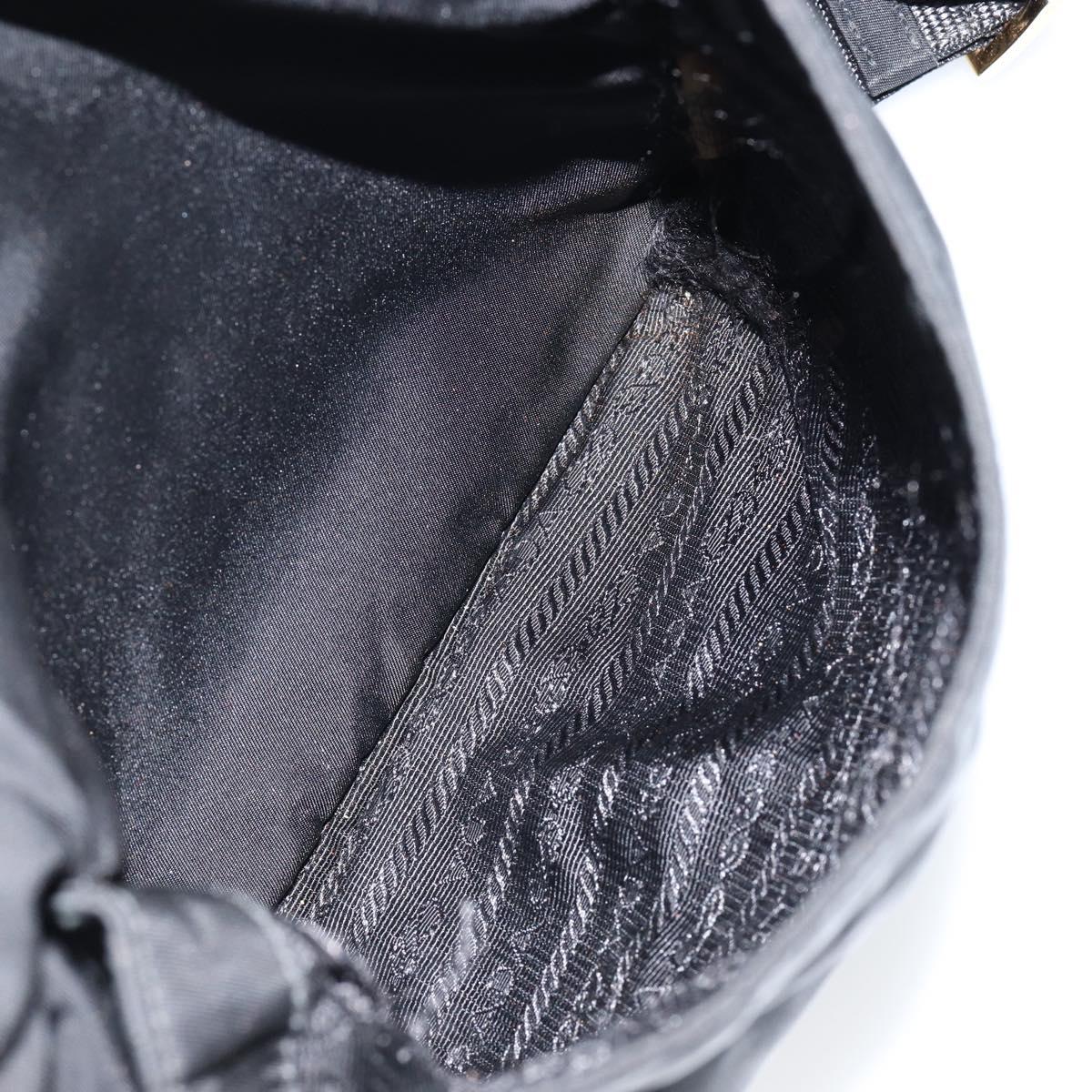 PRADA Shoulder Bag Nylon Black Gold Auth 145625