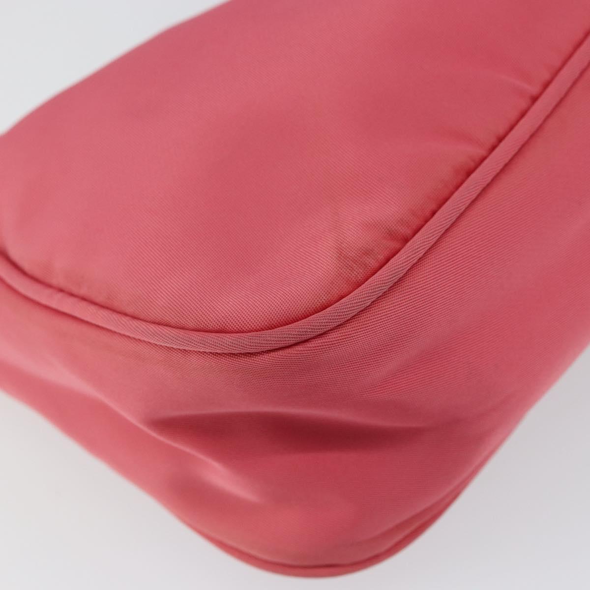 PRADA Hand Bag Nylon Pink Silver Auth 145650