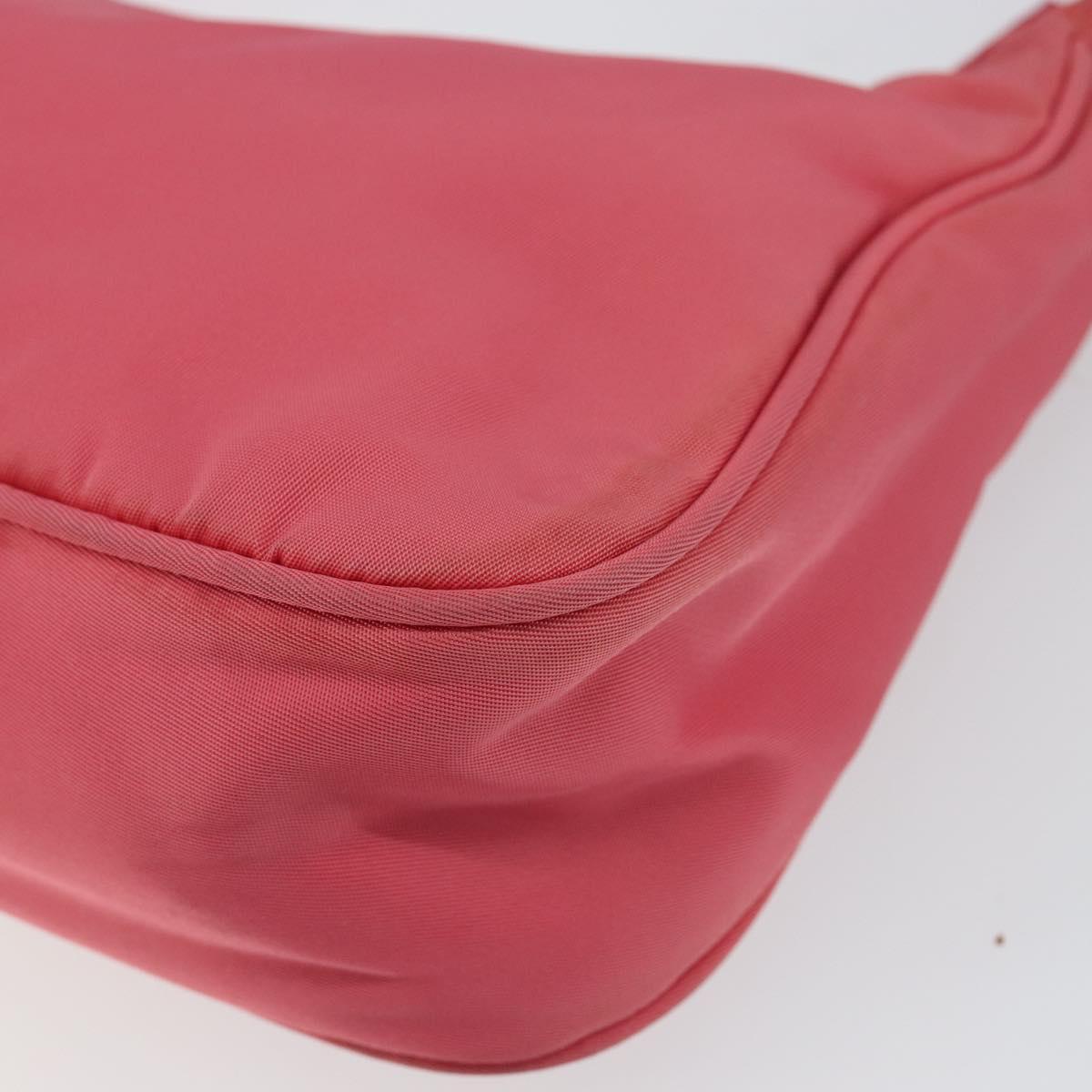 PRADA Hand Bag Nylon Pink Silver Auth 145650