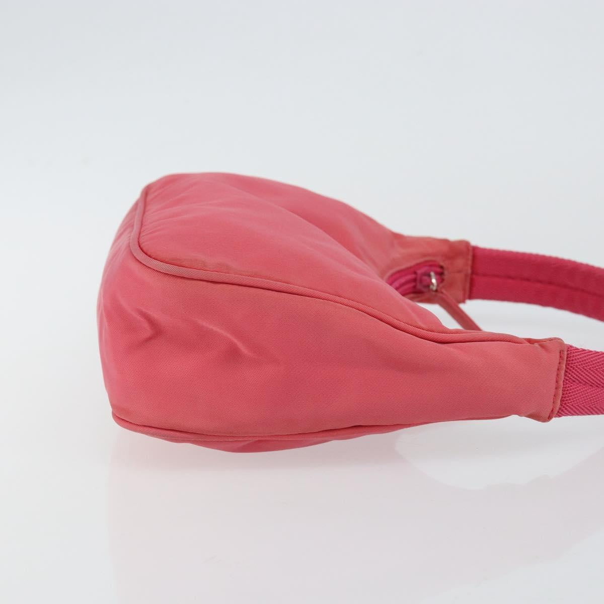 PRADA Hand Bag Nylon Pink Silver Auth 145650