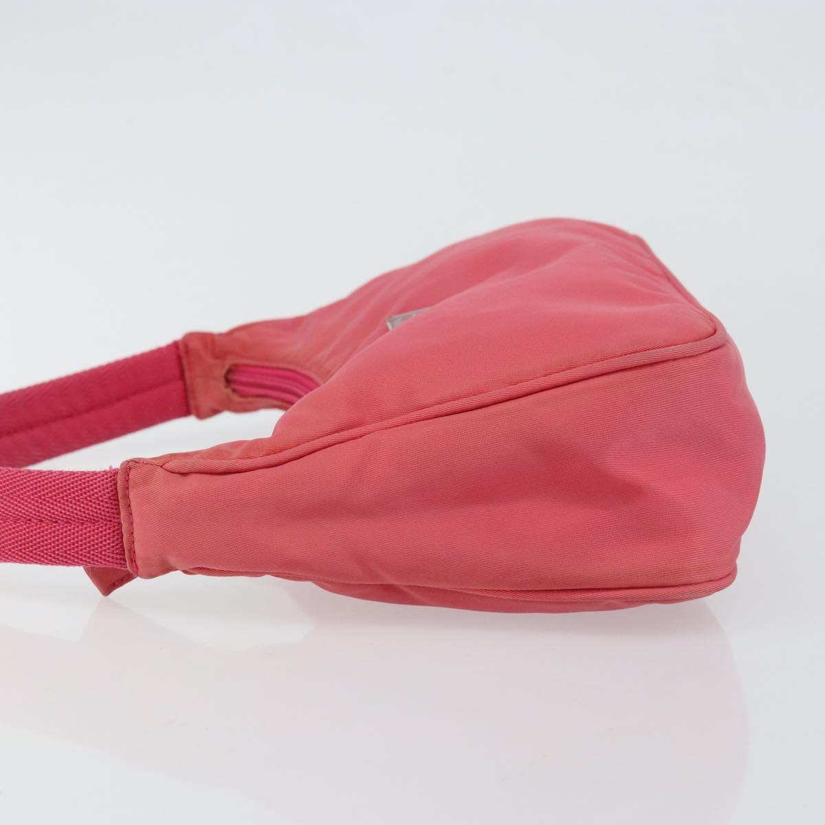 PRADA Hand Bag Nylon Pink Silver Auth 145650