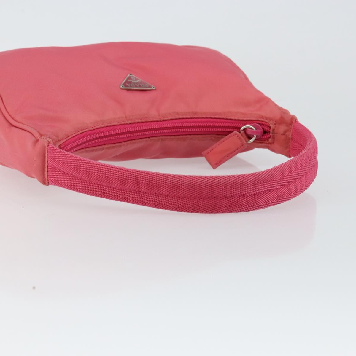 PRADA Hand Bag Nylon Pink Silver Auth 145650