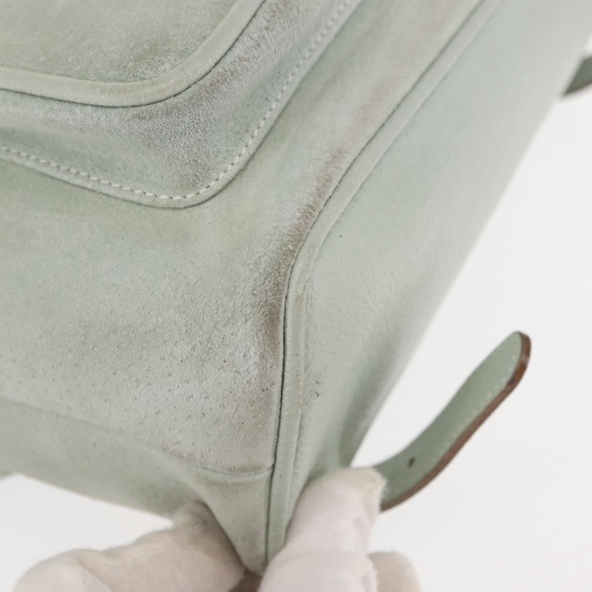 GUCCI Bamboo Backpack Suede Outlet Light Blue Gold 003 2058 9016 Auth 145652