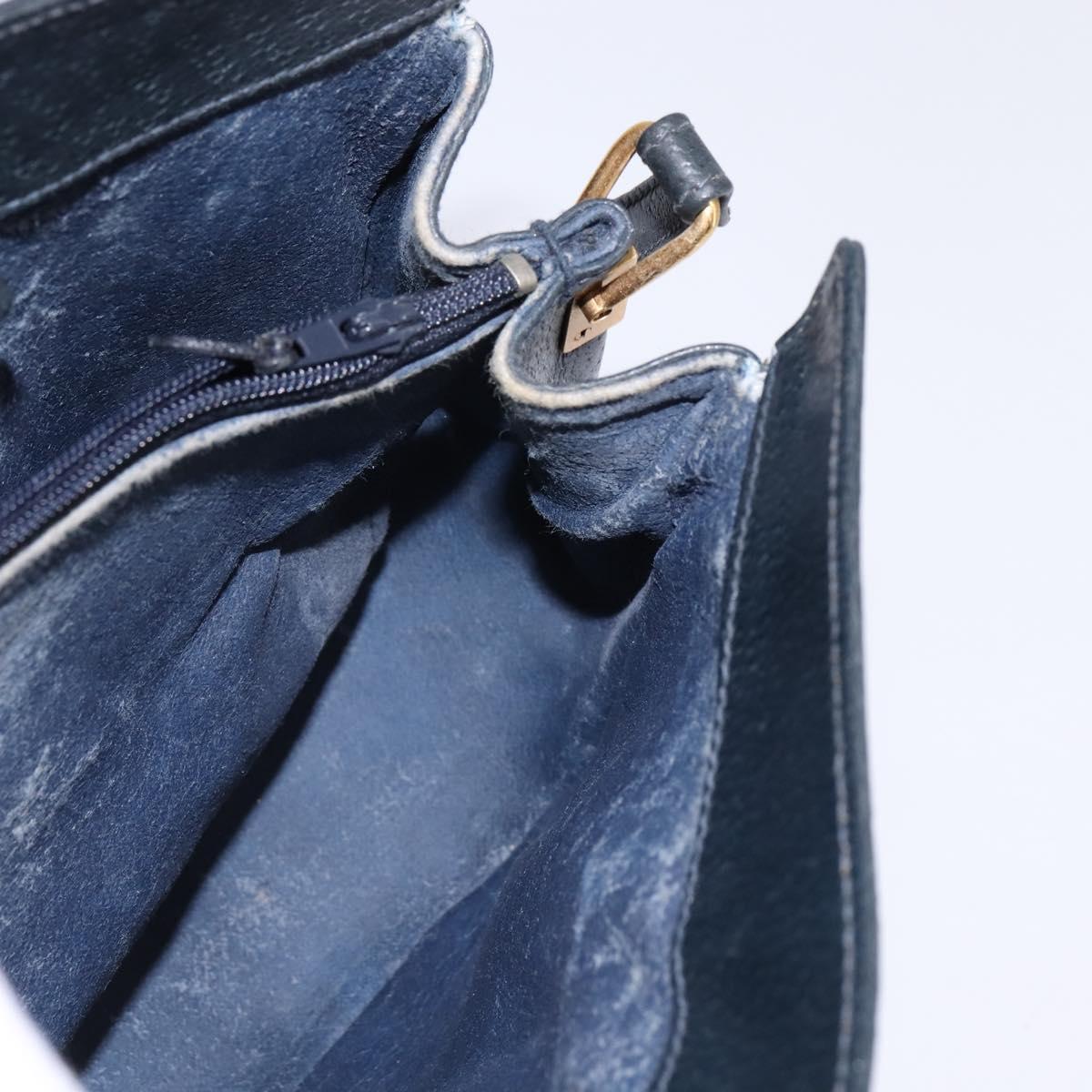 GUCCI GG Supreme Sherry Line Shoulder Bag PVC Navy Gold 72 02 024 Auth 145654