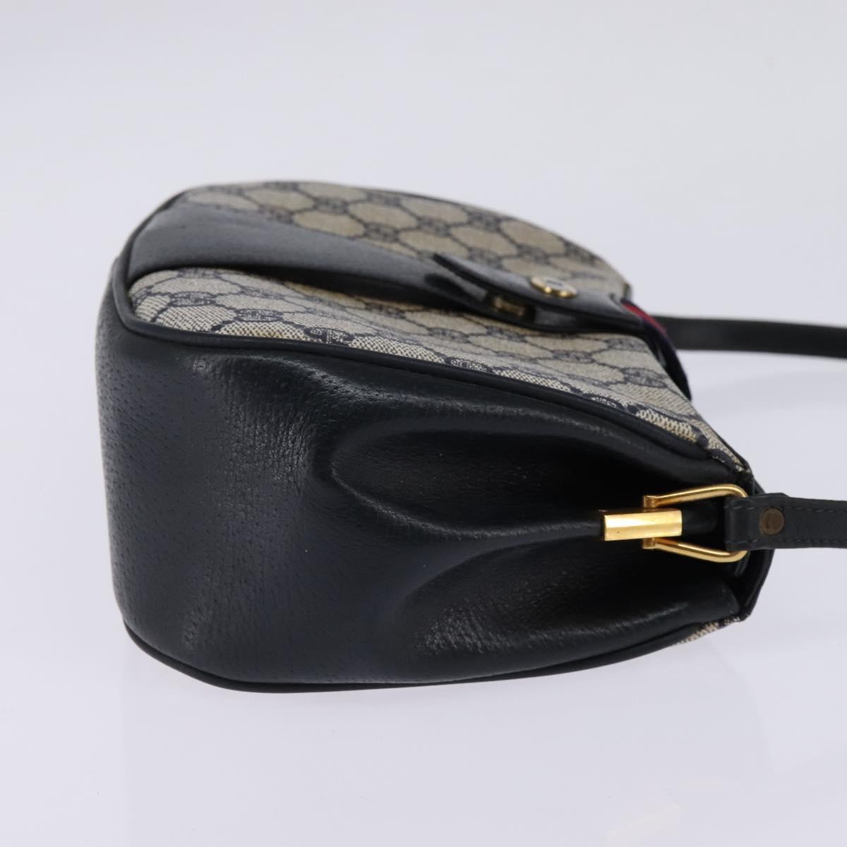 GUCCI GG Supreme Sherry Line Shoulder Bag PVC Navy Gold 72 02 024 Auth 145654