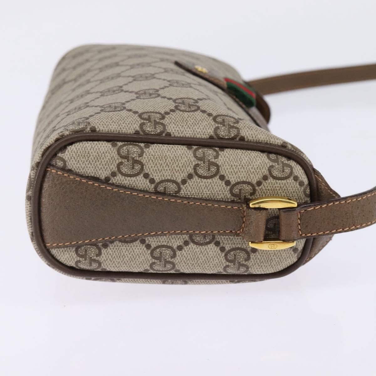 GUCCI GG Supreme Web Sherry Line Shoulder Bag PVC Beige 89 02 018 Auth 145655