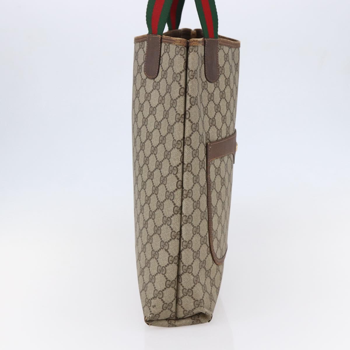 GUCCI GG Supreme Web Sherry Line Tote Bag PVC Beige Red 89 02 003 Auth 145657