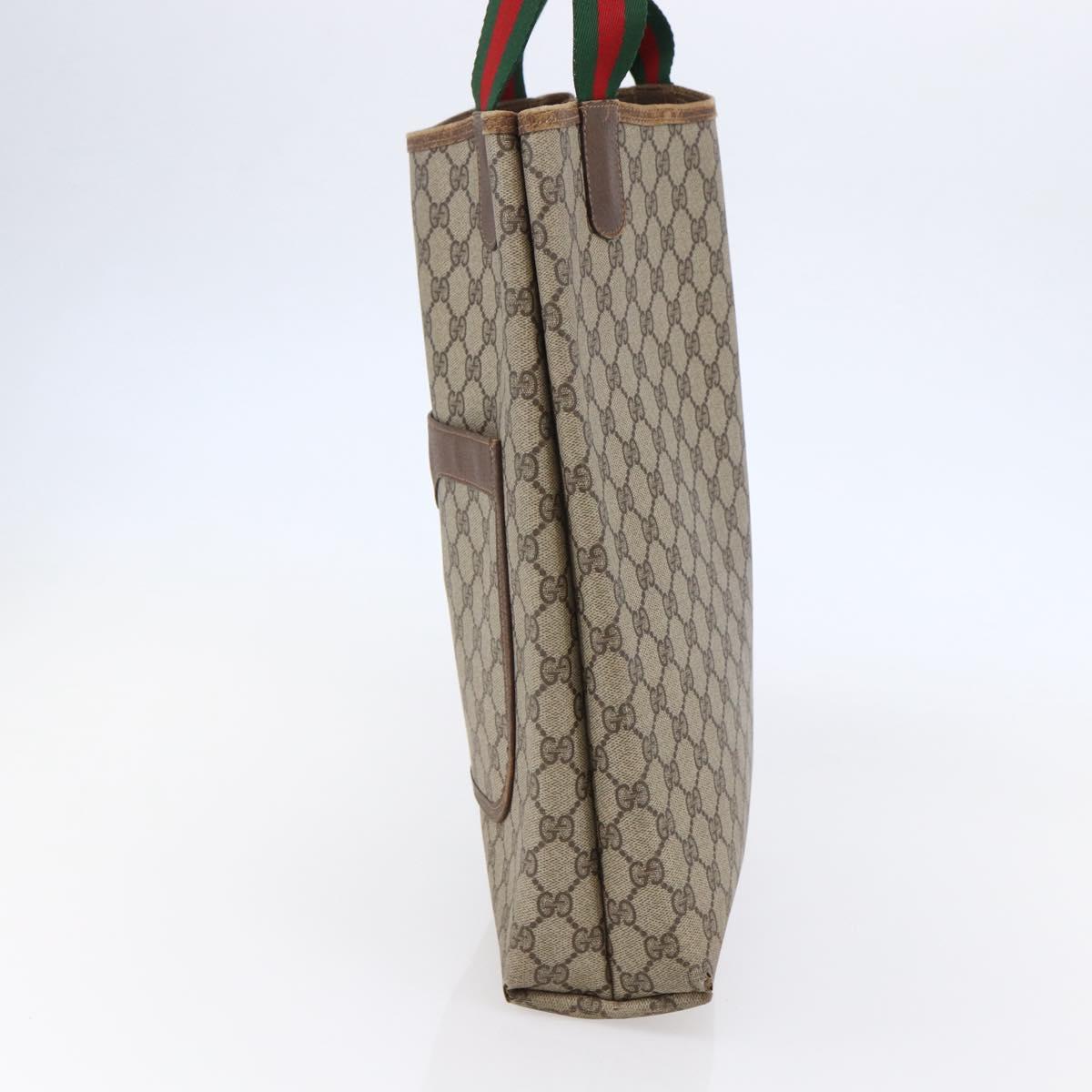 GUCCI GG Supreme Web Sherry Line Tote Bag PVC Beige Red 89 02 003 Auth 145657