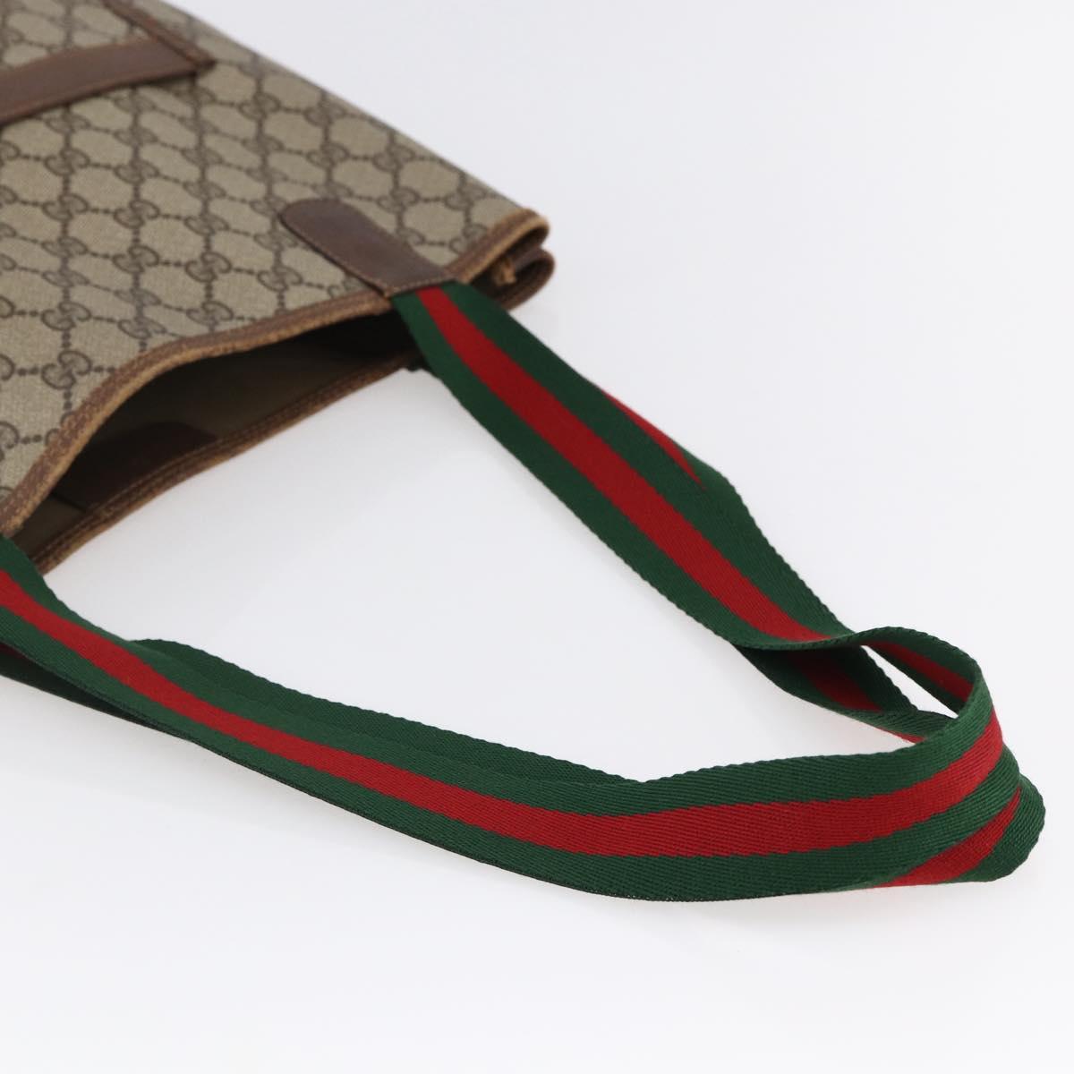 GUCCI GG Supreme Web Sherry Line Tote Bag PVC Beige Red 89 02 003 Auth 145657