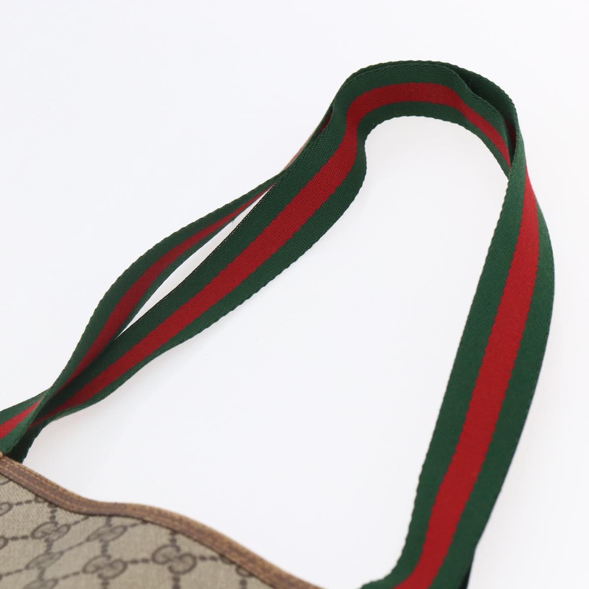 GUCCI GG Supreme Web Sherry Line Tote Bag PVC Beige Red 89 02 003 Auth 145657