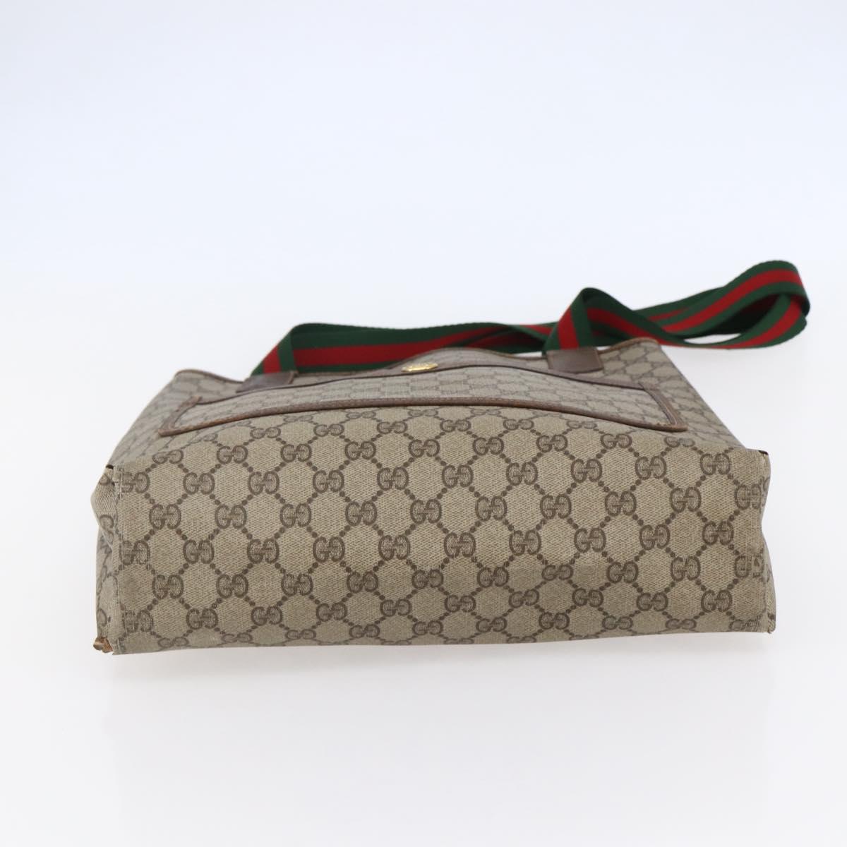 GUCCI GG Supreme Web Sherry Line Tote Bag PVC Beige Red 89 02 003 Auth 145657