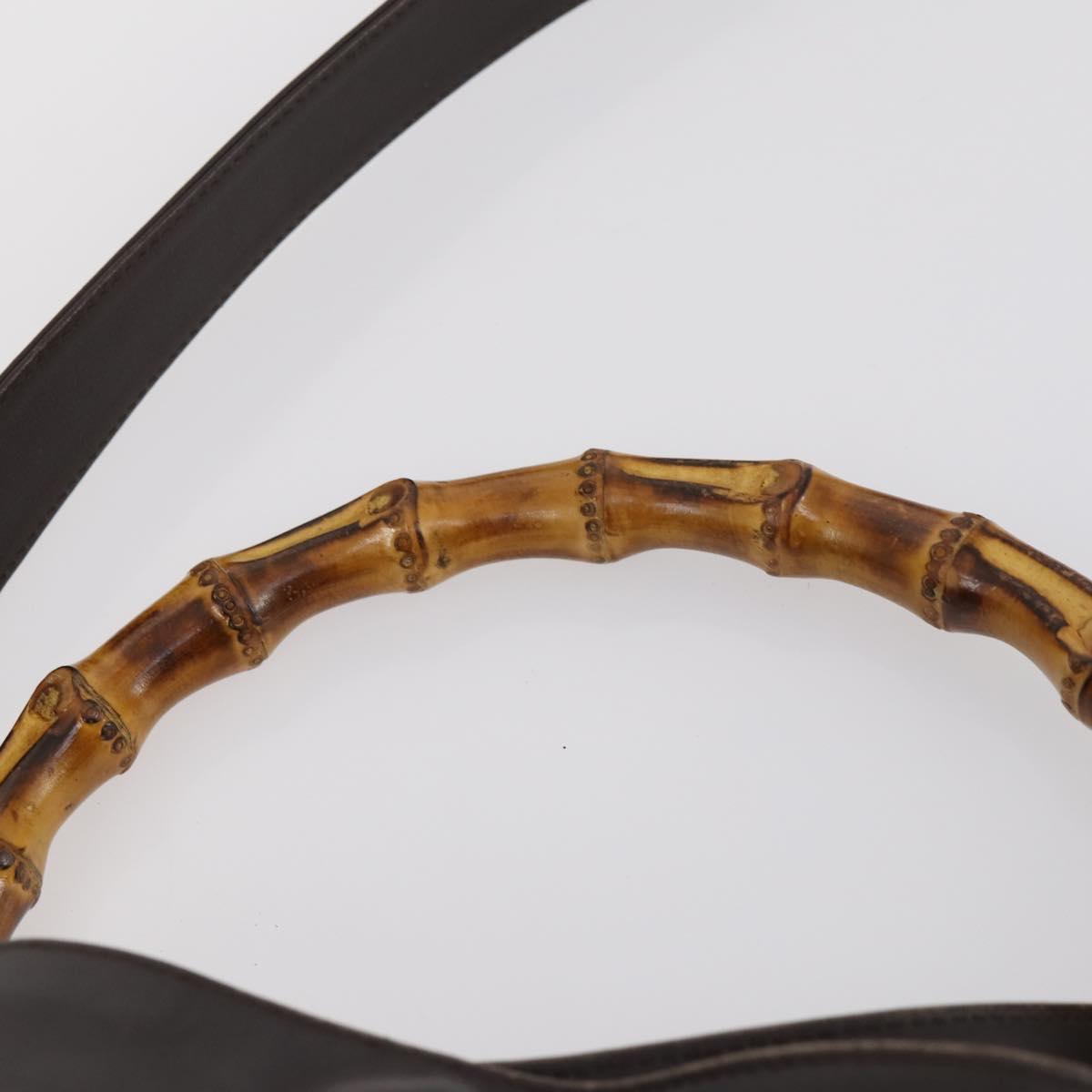 GUCCI Bamboo Shoulder Bag Leather 2way Brown Gold 001 1781 1577 0 Auth 145658