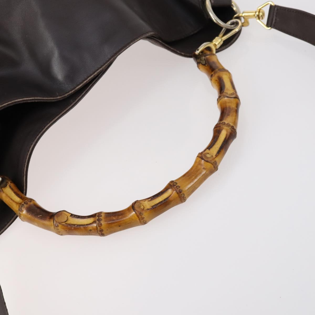 GUCCI Bamboo Shoulder Bag Leather 2way Brown Gold 001 1781 1577 0 Auth 145658