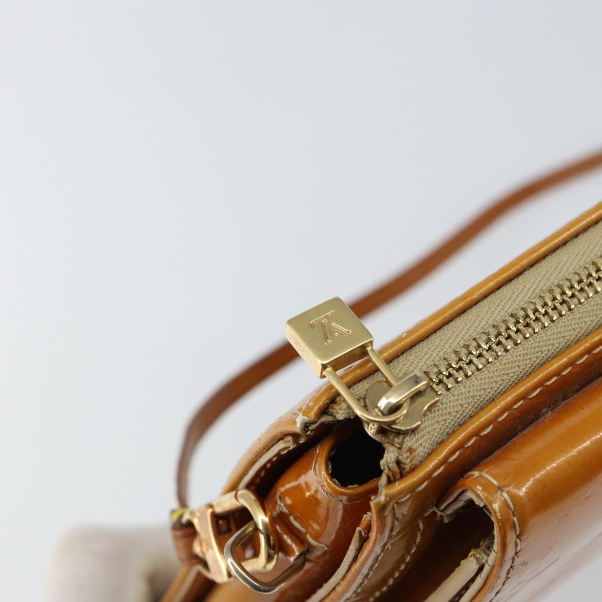 LOUIS VUITTON Monogram Vernis Motto Accessory Pouch Beige M91136 LV Auth 145682