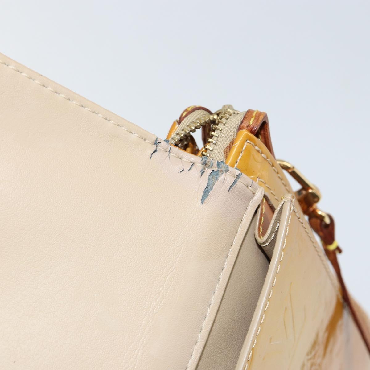 LOUIS VUITTON Monogram Vernis Motto Accessory Pouch Beige M91136 LV Auth 145682