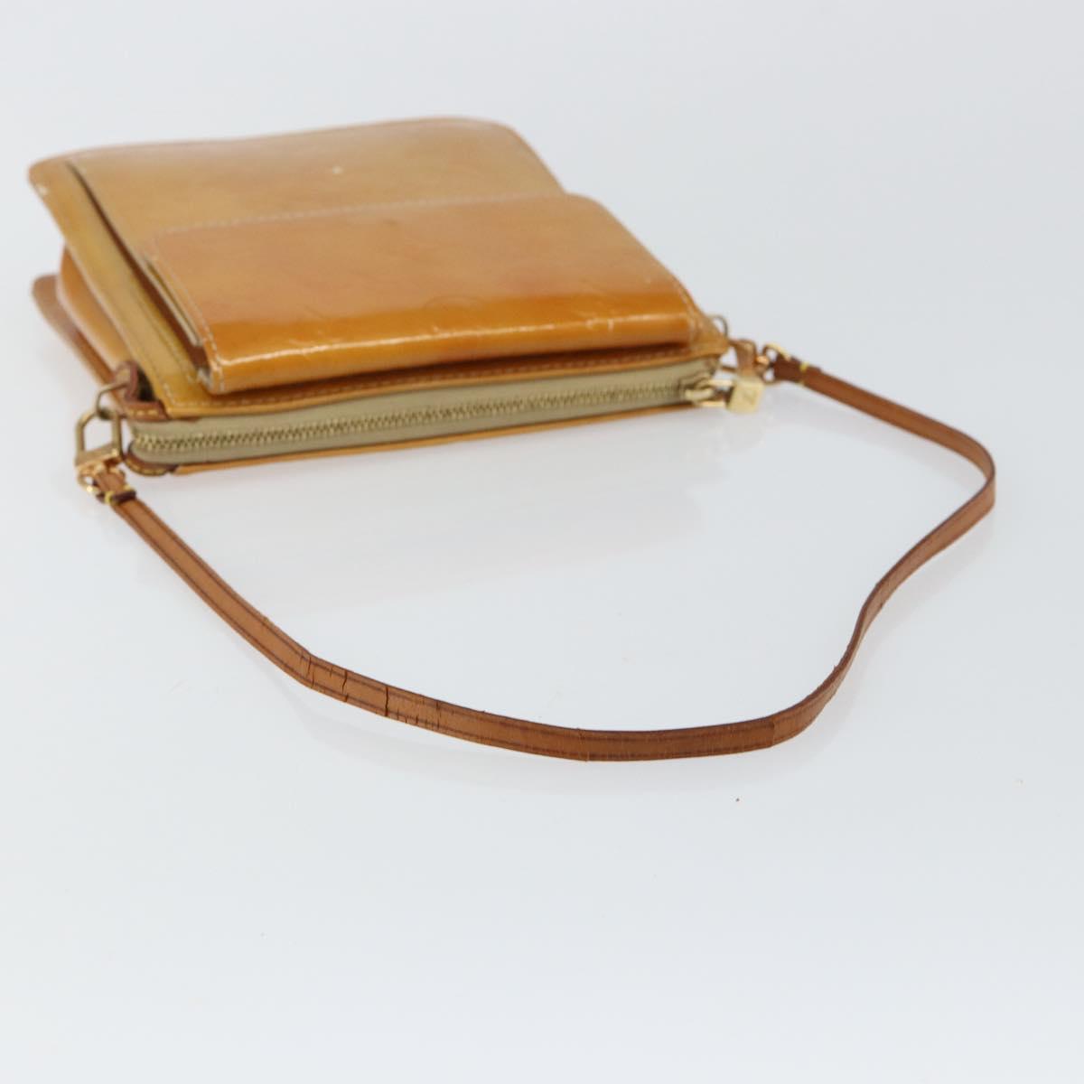 LOUIS VUITTON Monogram Vernis Motto Accessory Pouch Beige M91136 LV Auth 145682