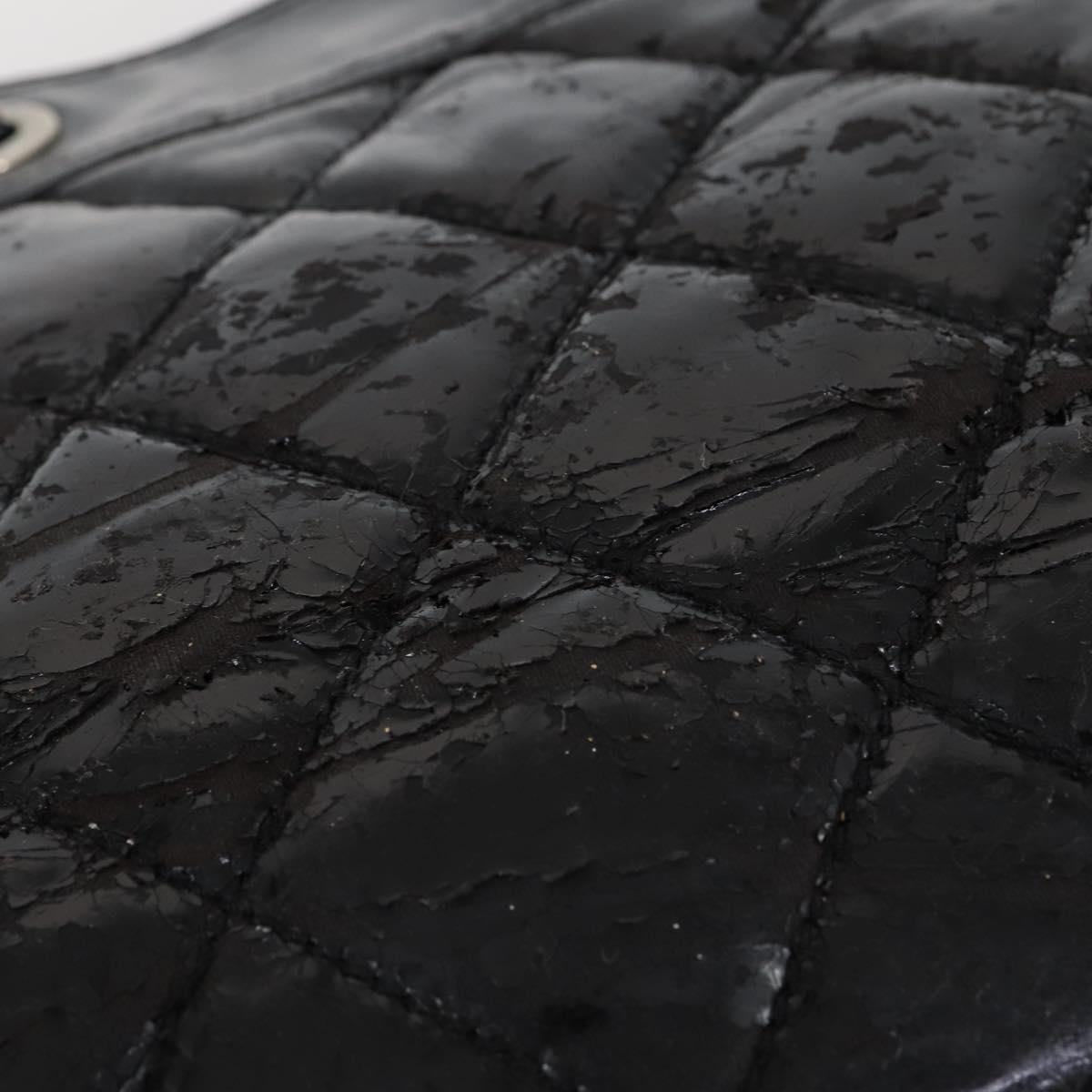 CHANEL Paris Biarritz GM Tote Bag Coated Canvas Black Silver CC Auth 145694