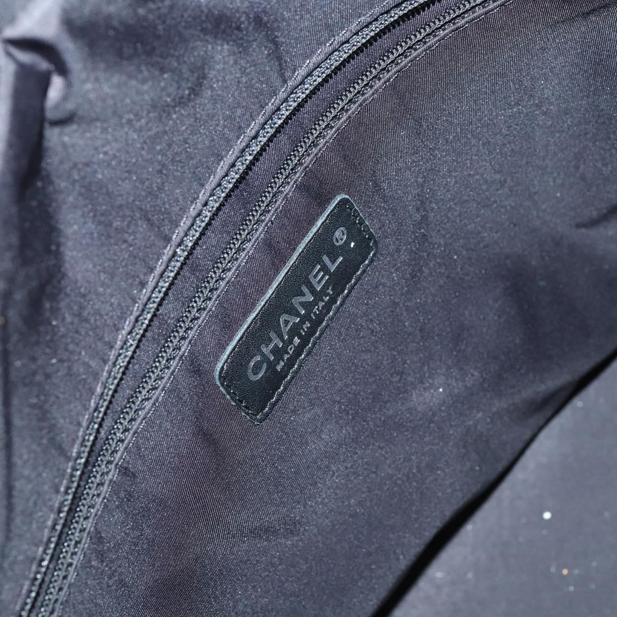 CHANEL Paris Biarritz GM Tote Bag Coated Canvas Black Silver CC Auth 145694