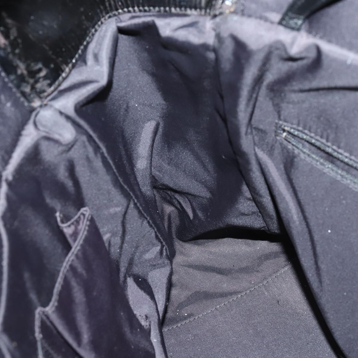 CHANEL Paris Biarritz GM Tote Bag Coated Canvas Black Silver CC Auth 145694