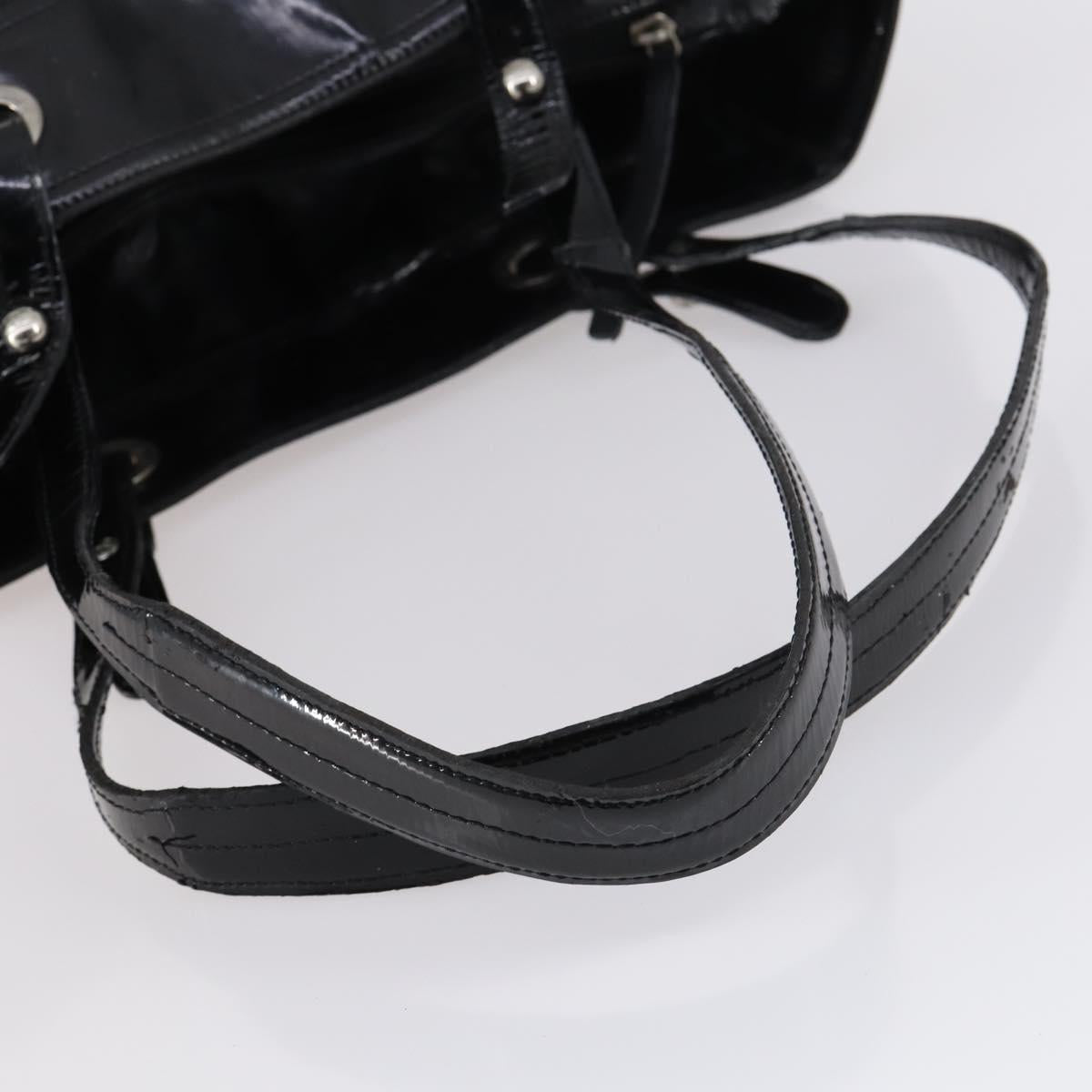 CHANEL Paris Biarritz GM Tote Bag Coated Canvas Black Silver CC Auth 145694