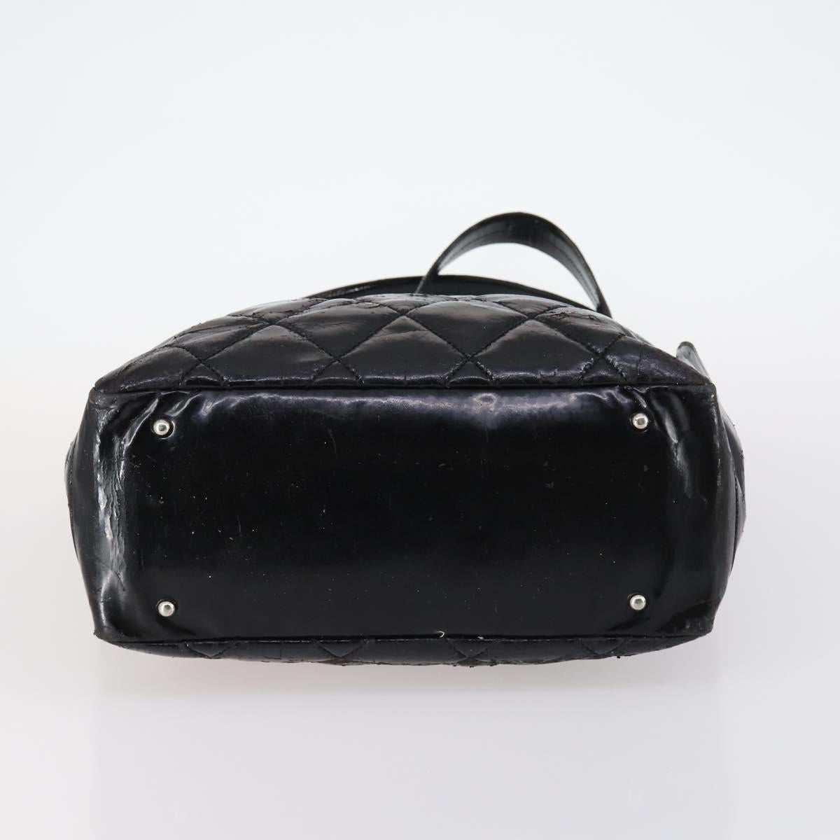 CHANEL Paris Biarritz GM Tote Bag Coated Canvas Black Silver CC Auth 145694