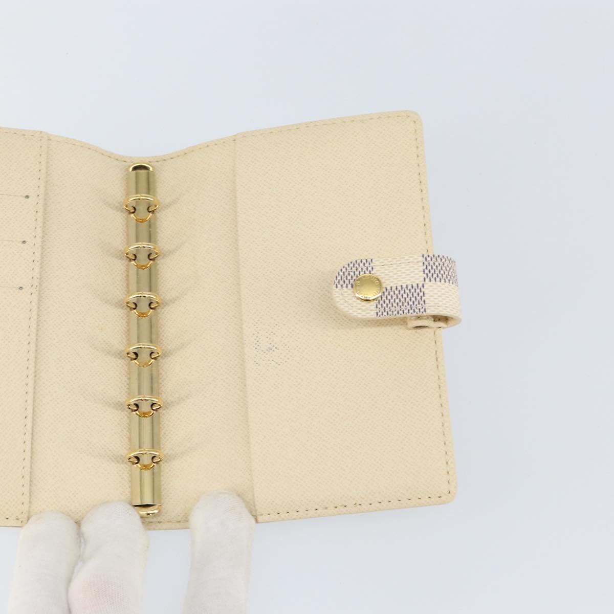 LOUIS VUITTON Damier Azur Agenda PM Day Planner Cover R20706 LV Auth 145698